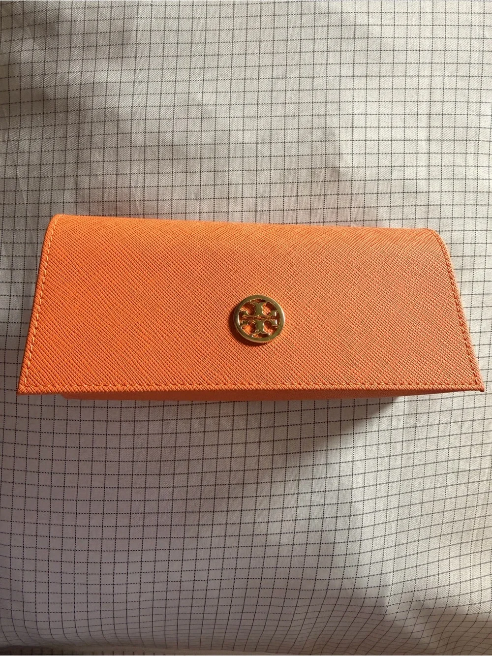 Tory Burch Orange Saffiano Leather Glasses Case